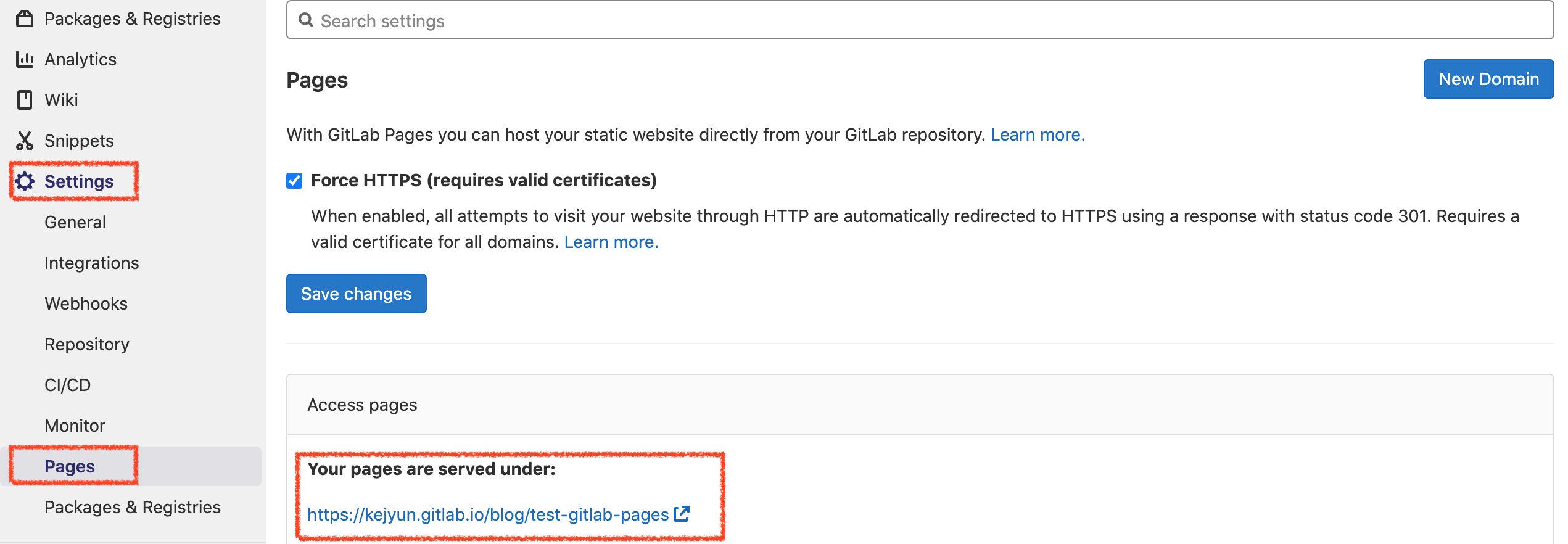 Gitlab page